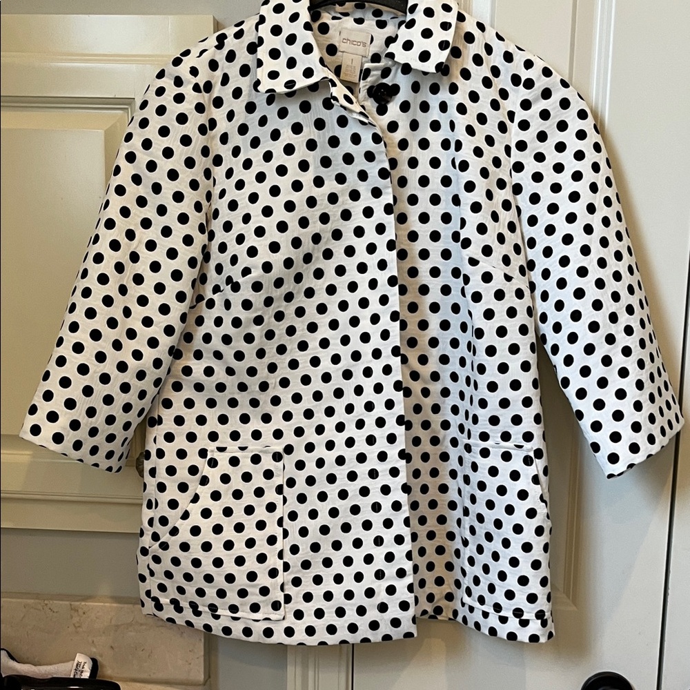 Chico's Black and White Polka Dot Coat